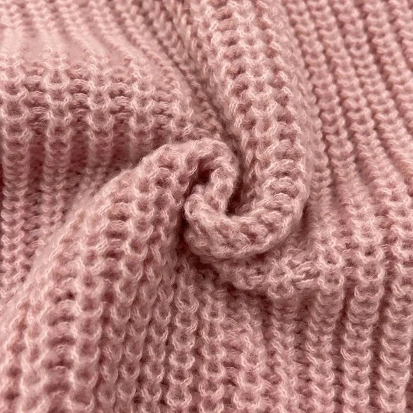 Pink Casual Women's Open Button-Front Loose Long Sleeve Knitted Cardigan - Picture 9 of 9